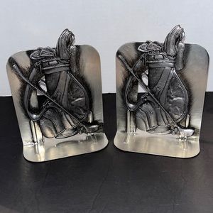 Stainless Steel Metal Golf Book End Set